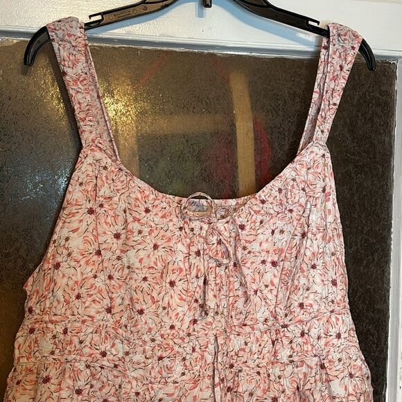 SO Women’s Pink Floral Ruffled Mini Sundress Tunic with Pockets Size 2X - Picture 2 of 7